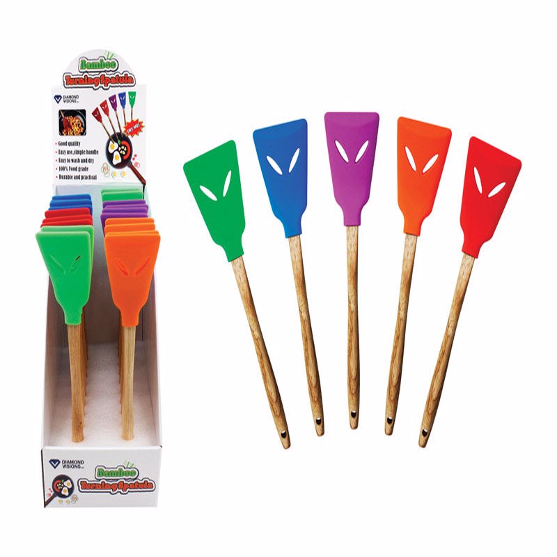 Home Plus Assorted Bamboo/Silicone Slotted Spatula