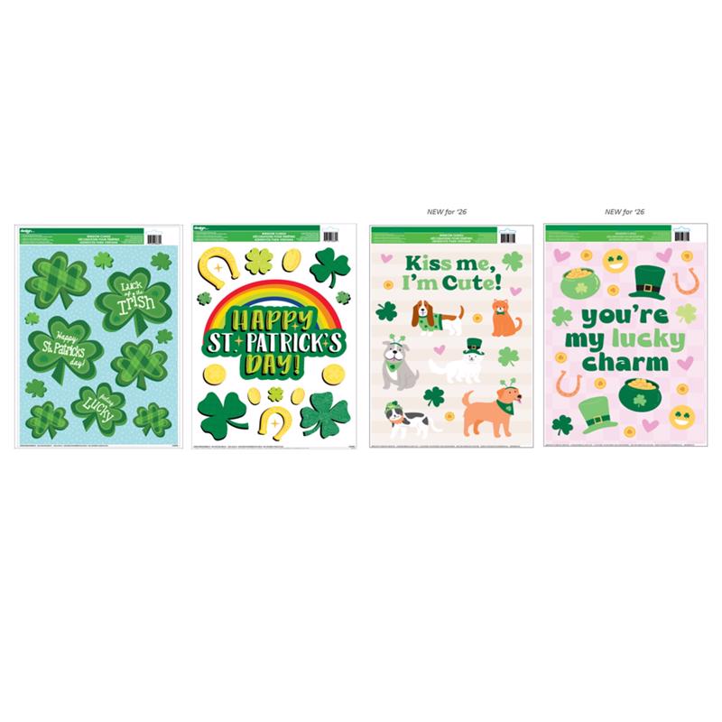 IG Design Assorted St. Patrick's Cling Window Clings 1 each