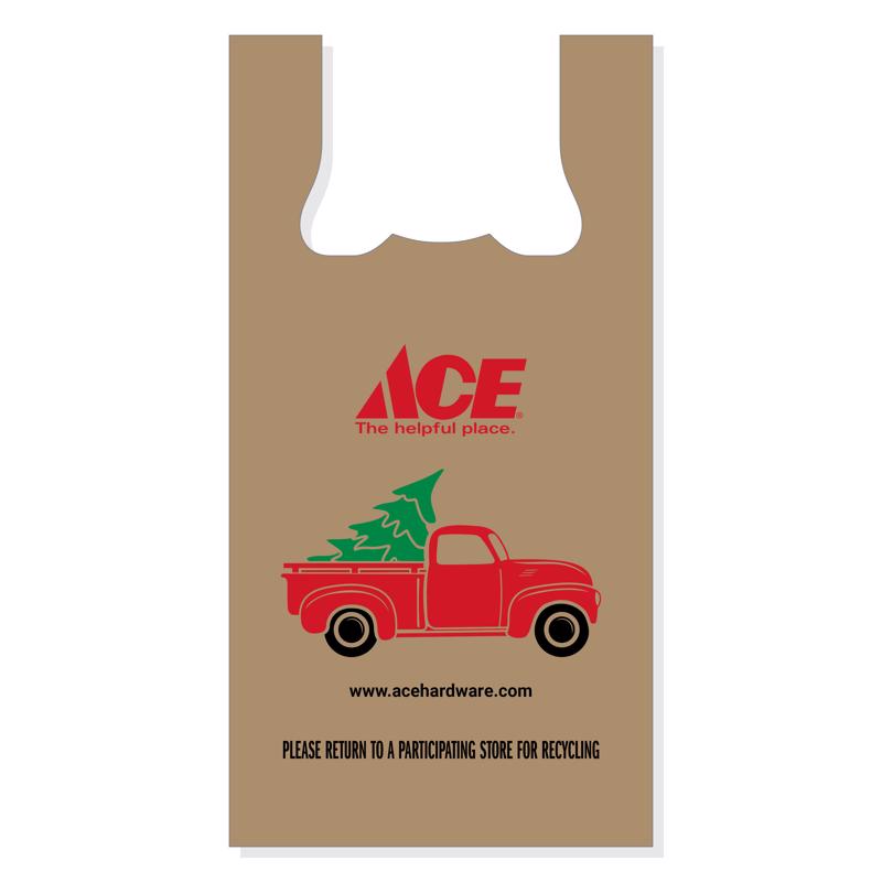 Recycled Plastic Brown T-Shirt Bag 1000 pk 23 in. H X 7 in. W X 12 in. L Christmas
