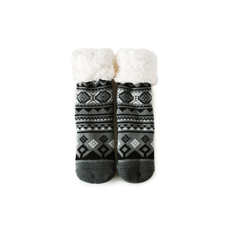 Pudus Unisex Geometric One Size Fits Most Slipper Socks Black