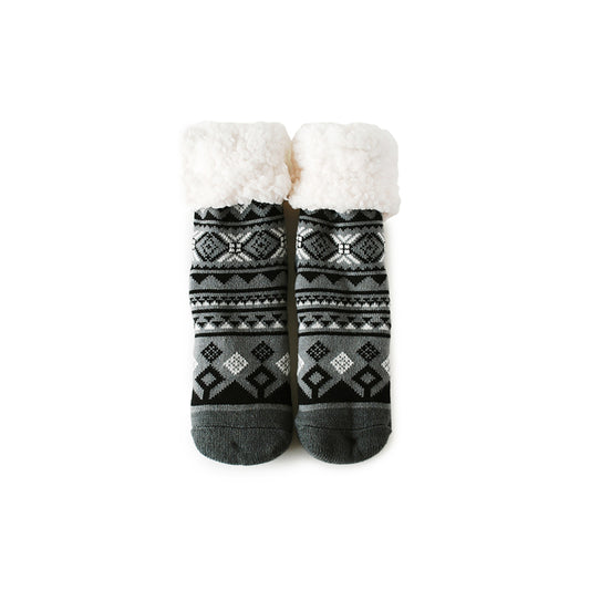 Pudus Unisex Geometric One Size Fits Most Slipper Socks Black