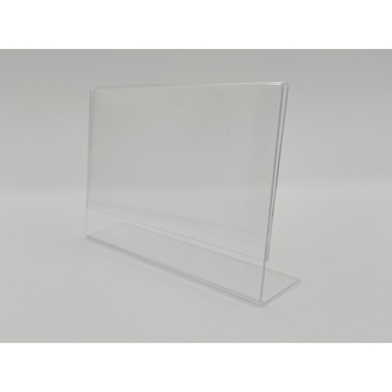 Clear Plastic Counter Slant Back Sign Holder 3-1/2 in. H X 5-1/2 in. W X 1 in. L