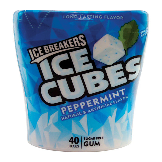 Ice Breakers Ice Cubes Sugar Free Peppermint Chewing Gum 40
