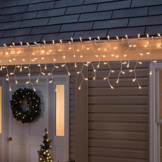 Celebrations Incandescent Mini Clear 300 ct Icicle Christmas Lights 17 ft.
