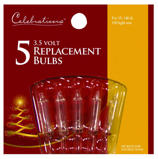 Celebrations Red Incandescent Mini Warm White 5 ct Replacement Christmas Light Bulbs