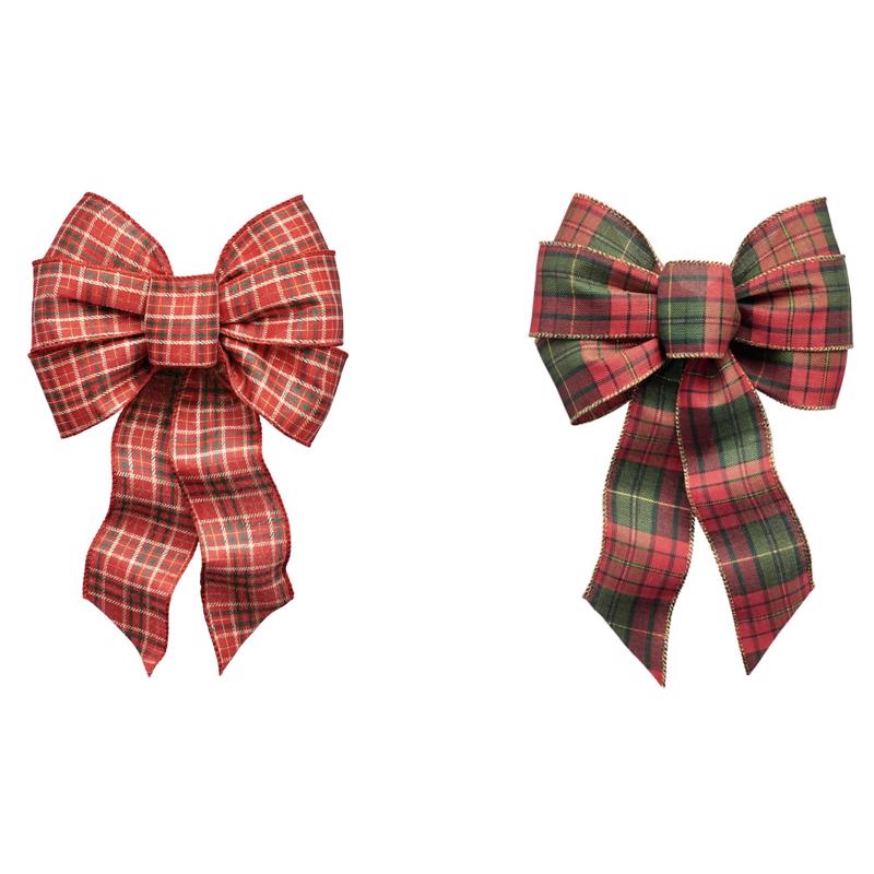 Holiday Trims Assorted 7 Loop Christmas Bow 8.5 in.